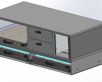 Troy Products Command Post, 48in W x 22in L x 18in H Map Drawer Modules with Slide-out Computer Tray and Two Storage Drawers