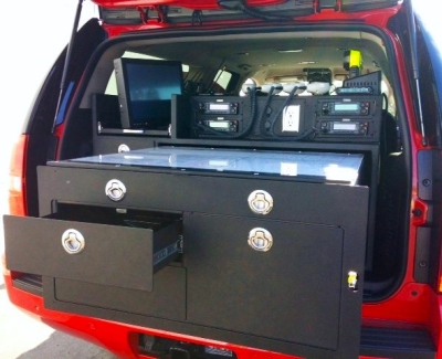 Troy Products Command Post, 48in W x 36in L x 26.5in H Map Drawer, Computer Tray, Five Storage Drawers, Equipment Mounting Area Installed